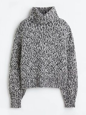 H&M Women’s Black/White Marl Turtleneck Sweater | NWT | Wool Blend | US XL
